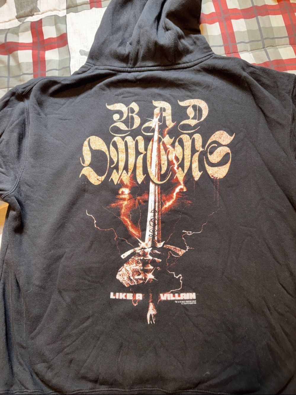 Bad omens like a villain black hoodie.